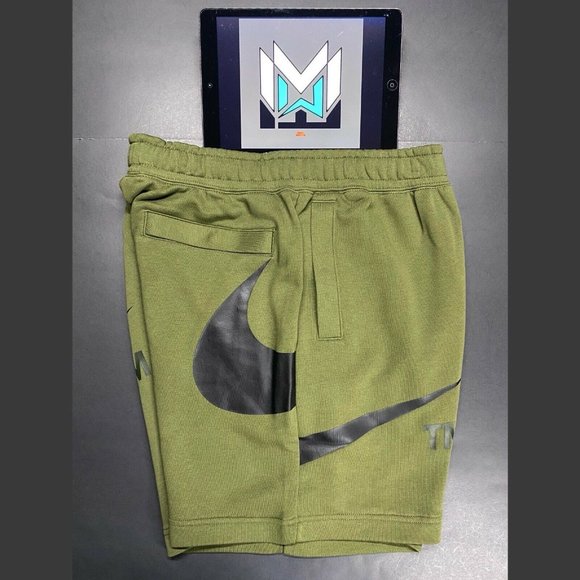 Nike NSW Swoosh French Terry Shorts Green Black Men’s Sizes DD5997-326 Vintage - Picture 2 of 8